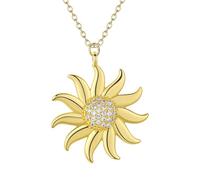 QIAMNI Collier tournesol Polaris : cuivre pur galvanisé, accessoire polyvalent clouté de diamants, cadeau pour femme