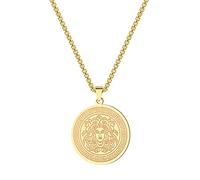 QIAMNI Medusa Collier avec pendentif en acier inoxydable argenté et doré pour femme, homme, fille, chaîne clavicule grecque Mythologie païenne, Acier inoxydable