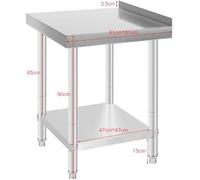 QIAN Table de Travail Cuisine Plan de Travail en Acier Inox 2 Niveaux pour Préparation de Cuisine d'Aliment des Repas Hôtels