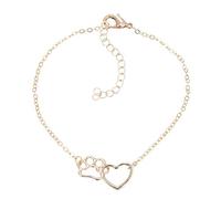 QIAN0813 Bracelets creux entrelacés en forme de patte d'animal de compagnie, bracelet réglable avec breloque en forme de cœur, pour femme, One Size, Alliage, Pas de gemme