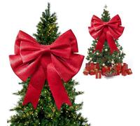 QIANAI Décorations de Noël Big Bow, Fiocco Natalizio per Porta, Fiocco Natalizio per Albero, Gros Noeud Cadeau Noel, Noël Noeud Rouge Grande (Rouge Scintillant)