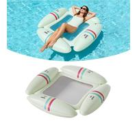 QIANAI Hamac Flottant Gonflable, Hamac Gonflable Piscine Adulte, 4-en-1 Multi Usage Flottantes Hamac Aquatique Carré avec Filet, Bouées et Matelas GonflablesHamac (Blanc)