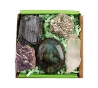 QianCannaor Grande Géode d’Agate Naturelle - Cristaux Découpés 3”-5”, 200g+, avec Signification Guérissante du Quartz Clair, Coffret Cadeau - Décoration Feng Shui, Méditation & Yoga