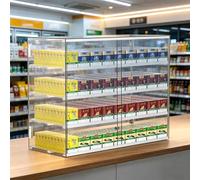 QianCruxtacy Armoire Commerciale pour Cigarettes en Acrylique avec Système De Poussoirs Automatiques, Fixation Murale Ou Pose sur Comptoir, Design Transparent, Porte Coulissante Verrouillable 4-10