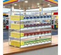 QianCruxtacy Armoire D'exposition pour Cigarettes avec Poussoirs Automatiques,Installation Murale Ou sur Comptoir,Porte Coulissante Verrouillable,Idéale pour Supermarchés Et Commerces De Détail 4-11