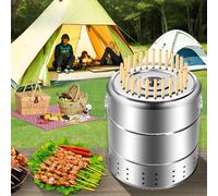 QianCruxtacy Barbecue Intégré Poêle Suspendu for Barbecue Vertical,Barbecue Suspendu avec Brochettes Et Grille De Cuisson,360° Tout Autour,Idéal pour Barbecue en Plein Air Et Pique-Niques RS-30