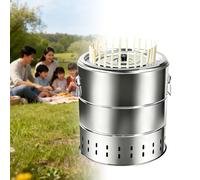 QianCruxtacy Barbecue Portable sans Fumée Au Charbon De Bois,Barbecue Au Charbon De Bois Entouré en Acier Inoxydable,Rôtissoire Polyvalente à 360 ° Multifonctionnelle,Grande capacité RS22