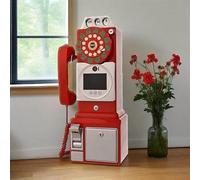 QianCruxtacy Téléphone à Messages pour Livre d'or Audio-Vidéo, Video Audio Guest Book, Style Rétro avec Caméra 1080p HD, 32 Go, Conservez Les Plus Beaux Souhaits de Vos Invités Red