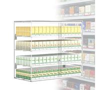 QianCruxtacy Vitrine D'exposition pour Cigarettes en Acrylique avec Poussoirs Automatiques, avec Porte Coulissante en Verre Et Serrure, pour Supérettes Bureaux De Tabac Et Boutiques De Vapotage 4-13