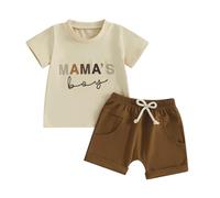 Qianderer Ensemble de vêtements d'été pour bébé garçon - T-shirt à manches courtes - T-shirt - Jogging - Short décontracté - 2 pièces, 6-12 mois