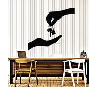 QIANGTOU Agence immobilière Maison Clé Vinyle Sticker Mural Agent Immobilier Décor À La Maison Boutique Fenêtre Fenêtre Porte en Verre Autocollant Mural 60x56cm