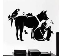 QIANGTOU Animaux Boutique Wall Sticker Animaux Chien Perroquet Decal Vétérinaire Clinique Autocollants Lapin Stickers Animal Décor À La Maison 71x71cm