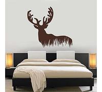 QIANGTOU Cerf Sticker Mural Animaux Sauvages Vinyle Autocollants Chambre tête de lit Fond décoration Murale forêt Chasse Passe-Temps Art peintures murales 82x75cm