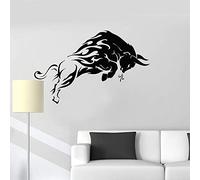 QIANGTOU Furieux Taureau Animal Tribal Vinyle Stickers Muraux Autocollants Motif Décoratif Décor À La Maison Salon Art Mural 55x93cm