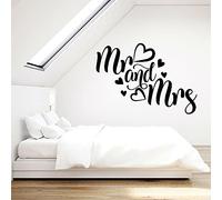 QIANGTOU Mr et Mme Sticker Art Coeur Motif Amour Romantique Famille Couple Chambre Ameublement Décoratif Vinyle Stickers Muraux 105x75cm