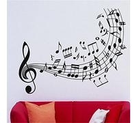 QIANGTOU Notes de Musique clé de Sol Art décor qualité Musique Sticker Vinyle Autocollant décoration de la Maison Murale Vinyle Art Mur 99x154cm