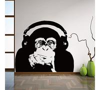 QIANGTOU Penser Gorille Stickers Muraux Art Design décoration de la Maison Vinyle Singe Musique Wall Sticker Chambre Mur Art Mural 73x84cm