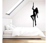 QIANGTOU Pole Dance Filles Sticker Mural Salon De Coiffure Stickers Muraux Femme Papier Peint DIY Salon De Beauté Cheveux Longs Fille Affiches 163x57cm
