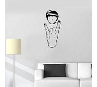 QIANGTOU Rock Geste Main Bouche Femme Fille Vinyle Sticker Mural Stickers muraux décor à la Maison Art Mural 75x168cm