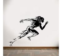 QIANGTOU S'inquiéter Moins Courir Plus Sport Art décalcomanies Gym Studio Mur Art Autocollant Amovible Vinyle Mural Course Femmes Mur D 99x75cm