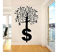 QIANGTOU Sticker Mural Argent Arbre Branche Dollars Symbole Richesse Vinyle Stickers muraux société Bureau fenêtre décoration Murale 113x75cm