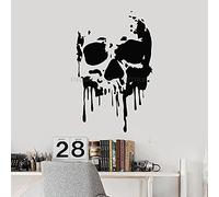 QIANGTOU Sticker Mural Style Horreur Gothique Mort fantôme Art crâne os Ados Chambre Maison hantée fête décor intérieur Autocollants en Vinyle 73x115cm