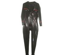 QIANGYTHENKO Justaucorps en caoutchouc 100 % latex noir avec bordure rouge pour jeux de rôle et événements nocturnes, Noir , 7XL