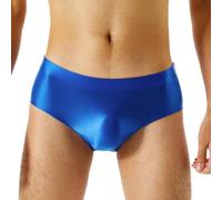 QIANGYTHENKO Sous-vêtements brillants pour homme Taille basse Slip de bain Culotte Intime Homme Taille élastique, bleu, XL