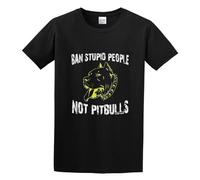 QIANHANTANG Ban Stupid People Not Pitbulls Unisex 100% Cotton Short-Sleeve T-Shirts Black XL