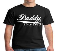 QIANHANTANG Daddy Since Father's Day Gift Unisex 100% Cotton Short-Sleeve T-Shirts Black XL