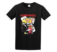 QIANHANTANG Foreigner Music Group Juke Box Hero Unisex 100% Cotton Short-Sleeve T-Shirts Black M