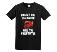 QIANHANTANG Forget The Firetruck Ride The Firefighter Unisex 100% Cotton Short-Sleeve T-Shirts Black XL