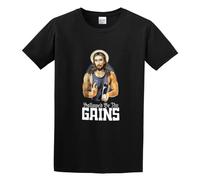 QIANHANTANG Hallowed Be Thy Gains Funny Muscle Jesus Weight Lifting Work Out Humor Unisex Cotton T-Shirts Black XXL