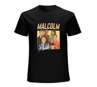 QIANHANTANG Malcolm in The Middle Vintage Throwback Unisex 100% Cotton Short-Sleeve T-Shirts Black XL