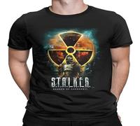 QIANHANTANG Nuclear Radiation Shadow Stalker Russian Movie Cernobyl Party Unisex 100% Cotton Short-Sleeve T-Shirts Black XL
