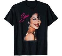 QIANHANTANG Vintage Selenas Quintanilla Love Music Retro 80S 70S Fans Unisex 100% Cotton Short-Sleeve T-Shirts Black XL