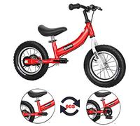 Qiani Draisienne vélos Enfants 2 en 1,pour 2-7 Ans Enfants,avec Frein stabilisatrices Roues pédales,12 14 16 Pouces Enfants Vélo sans Pédales,Rouge Bleu Rose