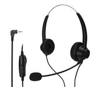 Qianjyvous Casque téléphonique binaural de 2,5 mm, écouteur Filaire à réduction de Bruit pour Centre d’appels, avec Micro muet et contrôle du Volume, destiné aux Services clientèle