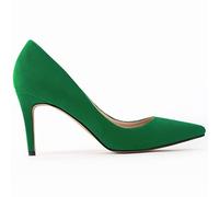 QIANKUN - Chaussures à talons hauts sexy pour femmes, mode, pointe en dentelle, chaussures élégantes noires et rouges, grande taille, pour le travail et le mariage, vert, 41 EU