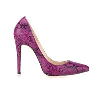 QIANKUN Chaussures classiques sexy à bout pointu à talons hauts pour femmes à talons hauts imitation serpent imprimé chaussures de fête de mariage - violet, 7.5