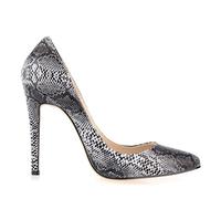 QIANKUN Chaussures classiques sexy à bout pointu à talons hauts pour femmes, imitation serpent, chaussures de fête de mariage, noir, 7,5