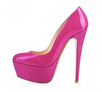 QIANKUN Plateforme à talons hauts pour femmes talons hauts sexy en cuir verni chaussures de fête de mariage pour femmes Stilettos rouge-violet, 9,5