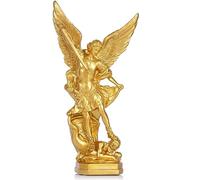 QIANLING San Miguel Arcangel Statue en résine Archange Religieux Michel victorieux sur Satan 31,8 cm pour Collection ou décoration