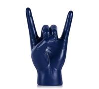 QIANLING Statue de 19,5 cm en résine bleue représentant un geste de la main - Sculpture décorative de culture rock pour les amateurs de musique, idéale pour la table, la bibliothèque, le bureau et la