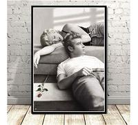 QIANLIYAN Affiche Et Impressions Art Peinture Jame Dean Fumée Cigarettes Acteur Star de Cinéma Noir Blanc Mur Photos pour Salon Décor À La Maison 40X60 CM sans Cadre