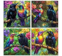 QIANLUOO 5D Kits de Peinture Diamant Oiseau mouche corbeau 45x45cm k-812