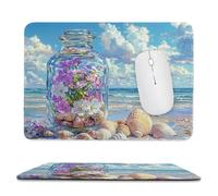 QIANLUOO Tapis de Souris de Jeu avec Bouteille en Verre de Plage 24 x 20 cm, Rectangle Tapis de Clavier Antidérapant avec Bords Cousus pour la Maison et Le Bureau, Déco Bureau, Gifts for Men n-265