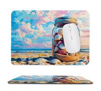 QIANLUOO Tapis de Souris de Jeu avec Bouteille en Verre Shell 24 x 20 cm, Rectangle Tapis de Clavier Antidérapant avec Bords Cousus pour la Maison et Le Bureau, Déco Bureau, Gifts for Men n-53