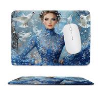 QIANLUOO Tapis de Souris de Jeu avec Déesse de la Colombe Blanche 40 x 30 cm, Rectangle Tapis de Clavier Antidérapant avec Bords Cousus pour la Maison et Le Bureau, Déco Bureau, Gifts for Men n-26