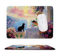 QIANLUOO Tapis de Souris de Jeu avec Femme Chat 30 x 25 cm, Rectangle Tapis de Clavier Antidérapant avec Bords Cousus pour la Maison et Le Bureau, Lavable en Machine, Déco Bureau, Gifts for Men n-661